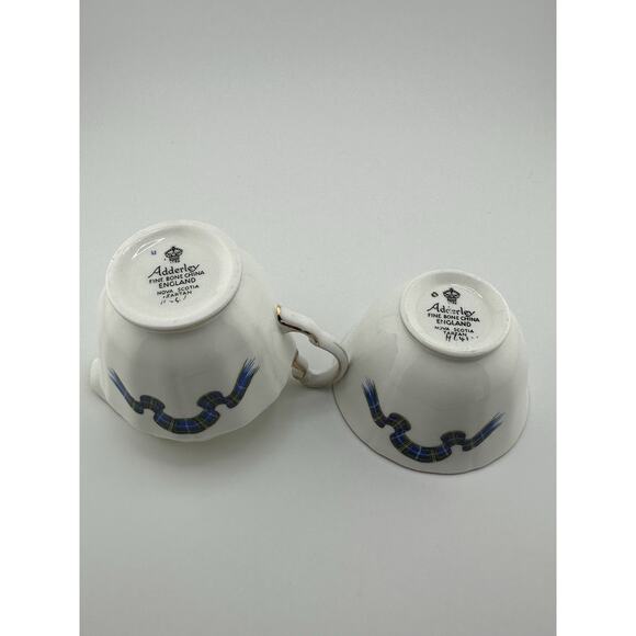 Adderley Blue Tartan "Nova Scotia" Cream and Sugar Set England Bone China - Picture 5 of 7